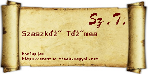 Szaszkó Tímea névjegykártya